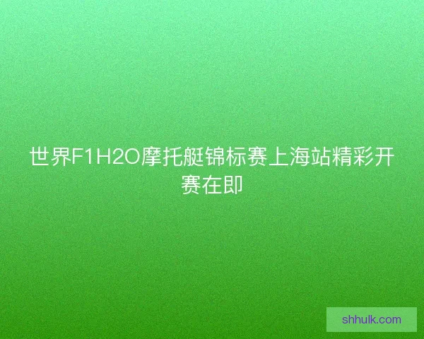 世界F1H2O摩托艇锦标赛上海站精彩开赛在即